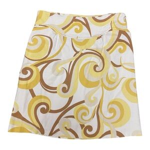 Anthropologie Elevenses Womens Yellow And Brown Swirl A-Line Skirt Size 6 Summer